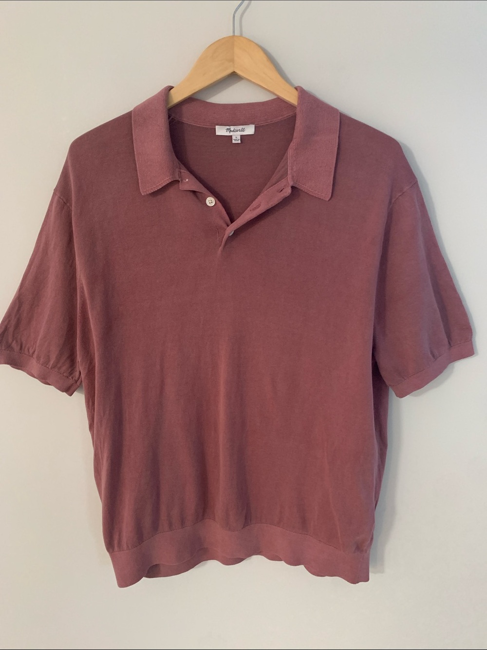 Madewell Men’s Three Button Sweater Polo Shirt Size Large Modern Classic Cotton